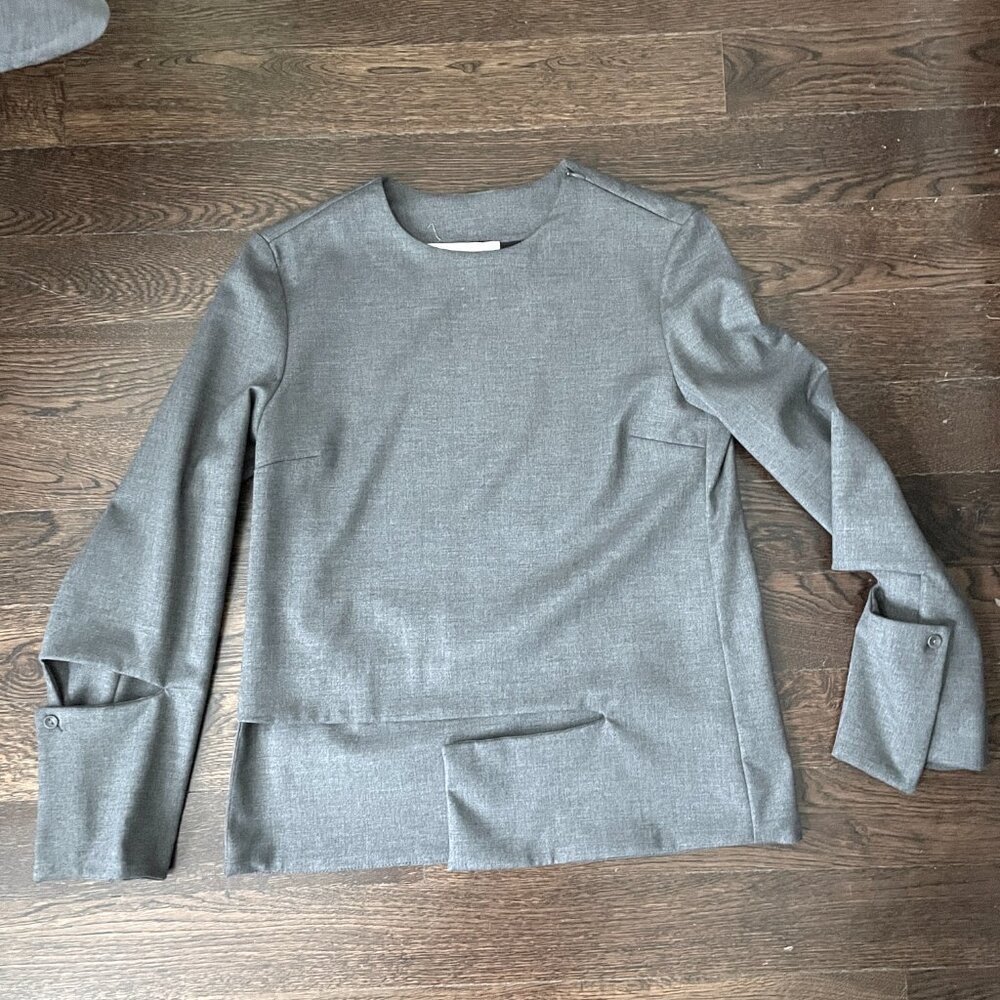 Liviana Conti Gray Avant Garde Top Blouse Deconstructed Italy-Sz.Small